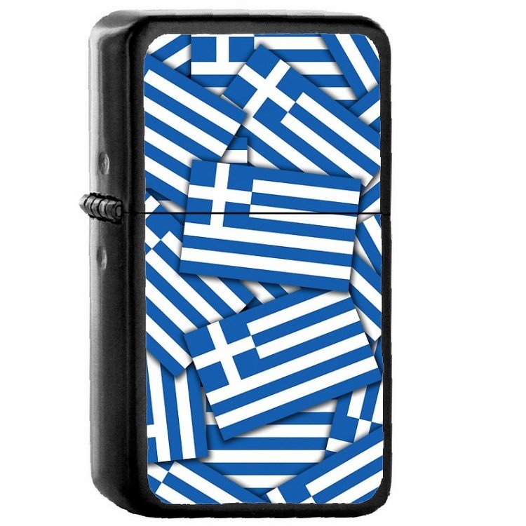 Greece Country National Emblem Flag - Oil Windproof Flip Top Black Lighters Briquet Encendedor 1631