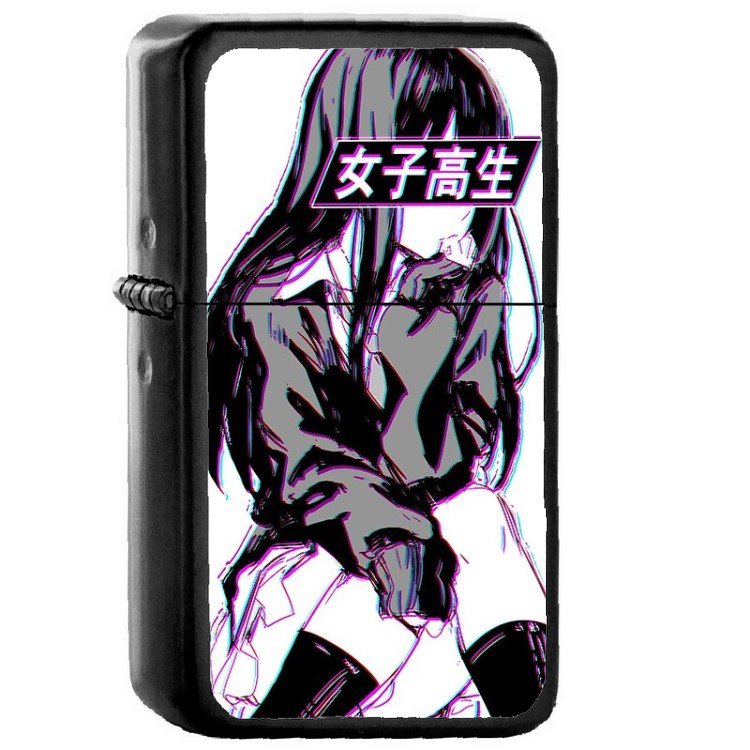 Aesthetic Japanese Girl - Oil Windproof Flip Top Black Lighters Briquet Encendedor 261