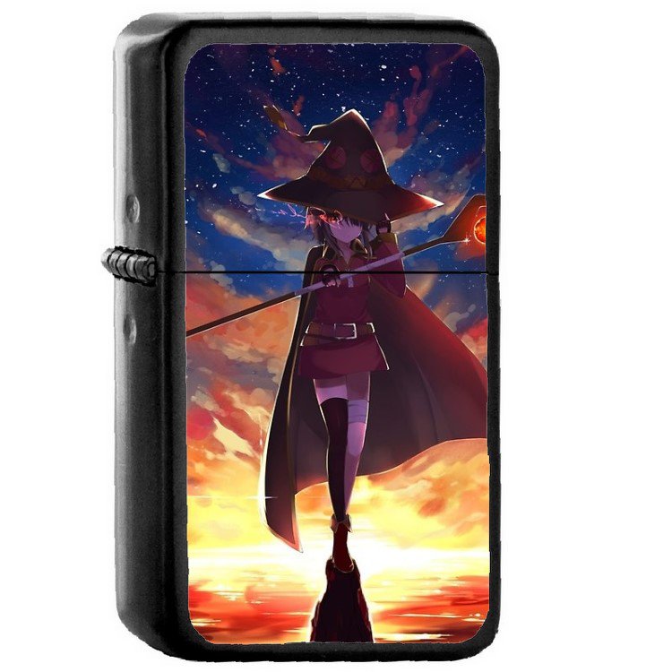 Megumin KonoSuba - Oil Windproof Flip Top Black Lighters Briquet Encendedor 478