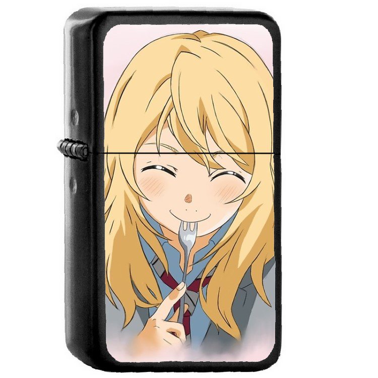 Miyazono Kaori - Oil Windproof Flip Top Black Lighters Briquet Encendedor 506