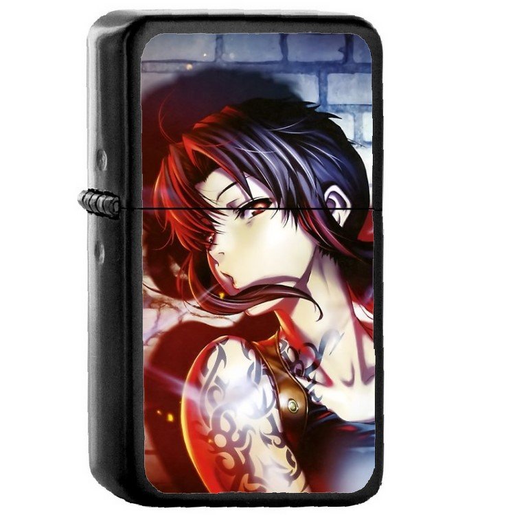 Revy Black Lagoon - Oil Windproof Flip Top Black Lighters Briquet Encendedor 552