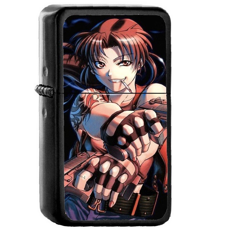 Revy Black Lagoon - Oil Windproof Flip Top Black Lighters Briquet Encendedor 553