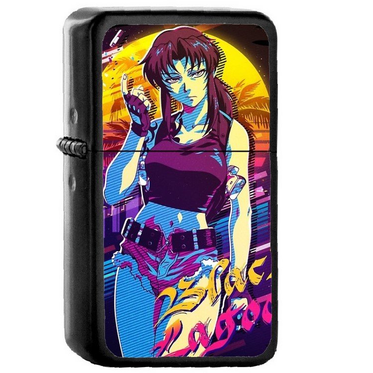 Revy Black Lagoon - Oil Windproof Flip Top Black Lighters Briquet Encendedor 556