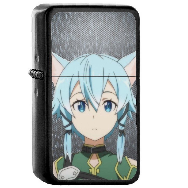 Sinon Sword Art Online SAO - Oil Windproof Flip Top Black Lighters Briquet Encendedor 369