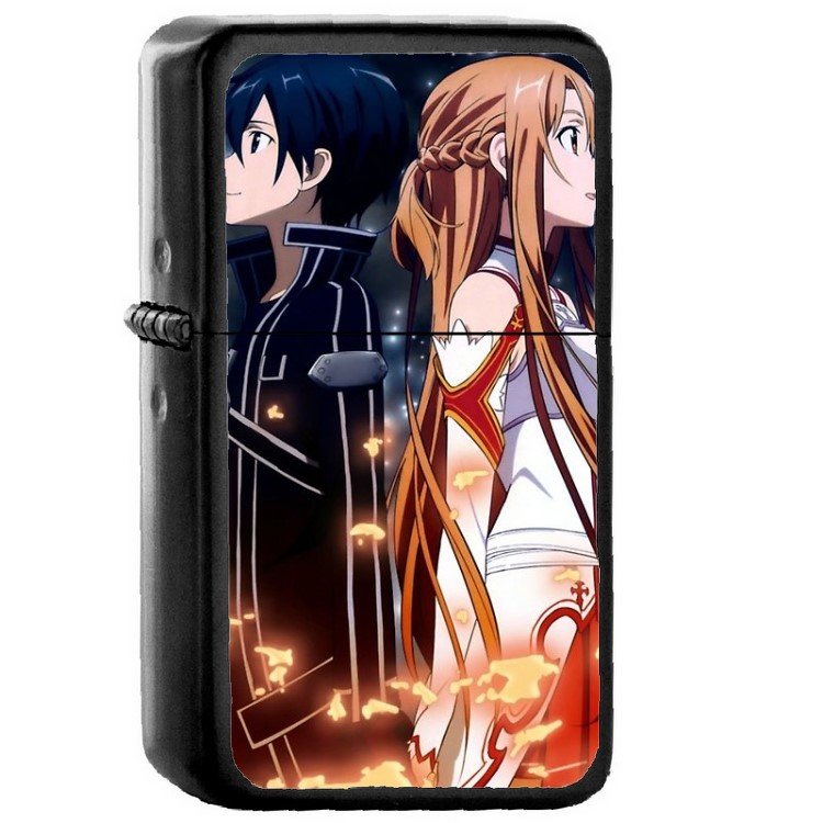 Sword Art Online SAO - Oil Windproof Flip Top Black Lighters Briquet Encendedor 367