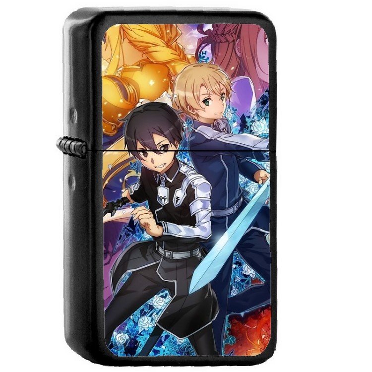 Alicization Sword Art Online SAO - Oil Windproof Flip Top Black Lighters Briquet Encendedor 370