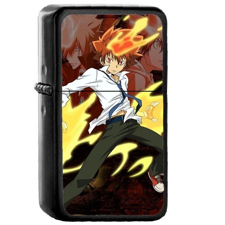 Katekyo Hitman Reborn - Oil Windproof Flip Top Black Lighters Briquet Encendedor 327