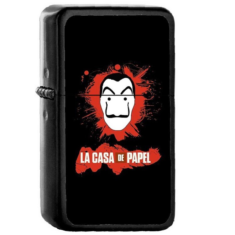 La Casa De Papel Black - Oil Windproof Flip Top Black Lighters Briquet Encendedor 130