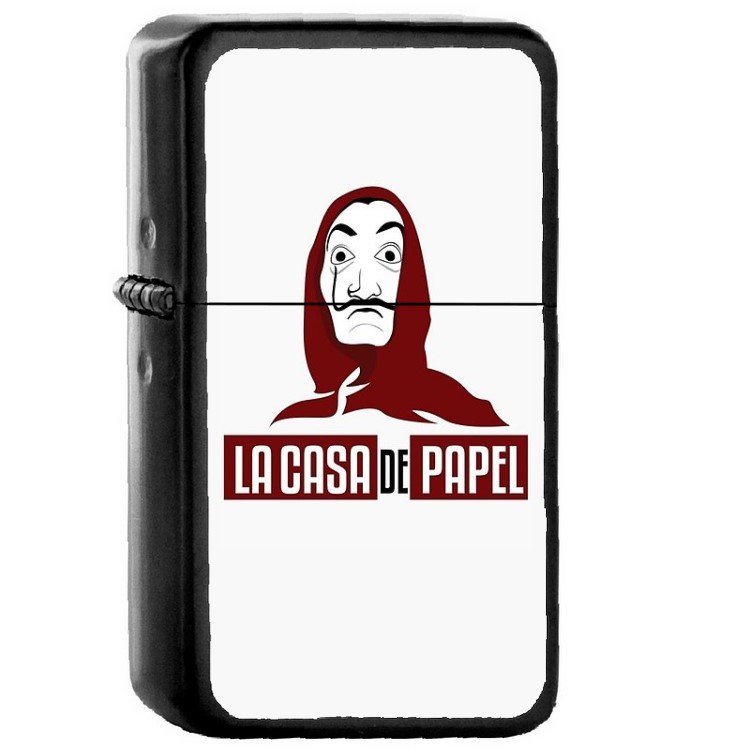 La Casa De Papel White - Oil Windproof Flip Top Black Lighters Briquet Encendedor 129