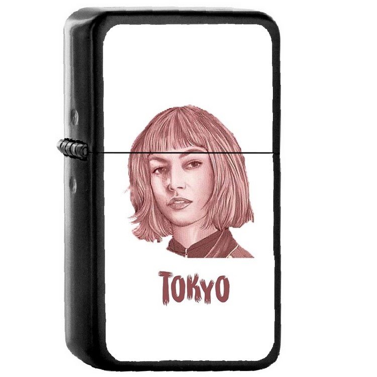 Tokyo La Casa De Papel - Oil Windproof Flip Top Black Lighters Briquet Encendedor 135