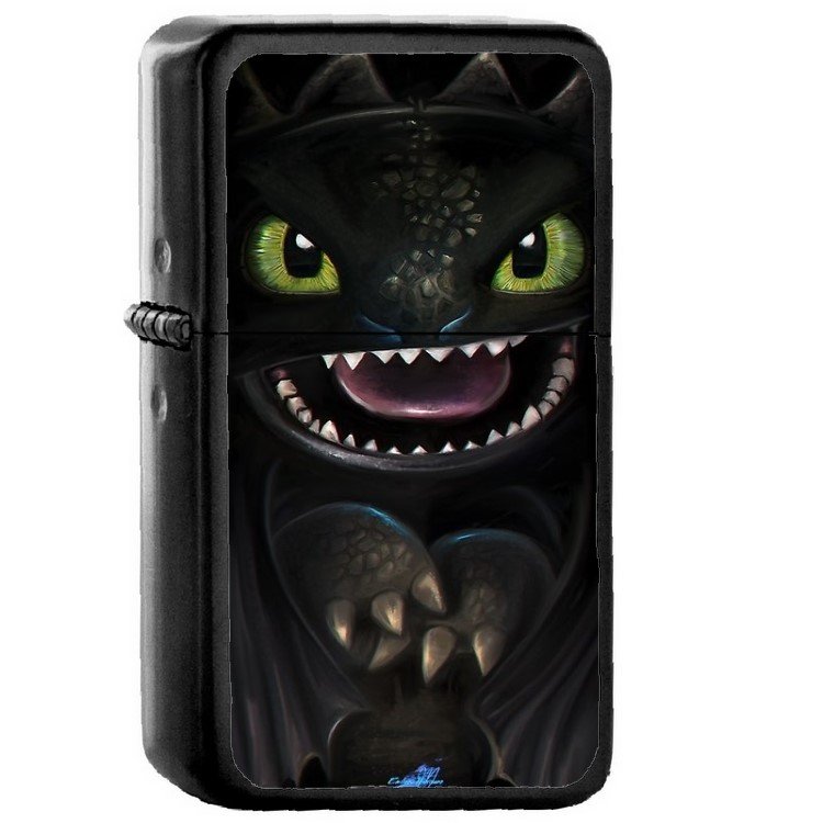 Toothless Dragon - Oil Windproof Flip Top Black Lighters Briquet Encendedor 4