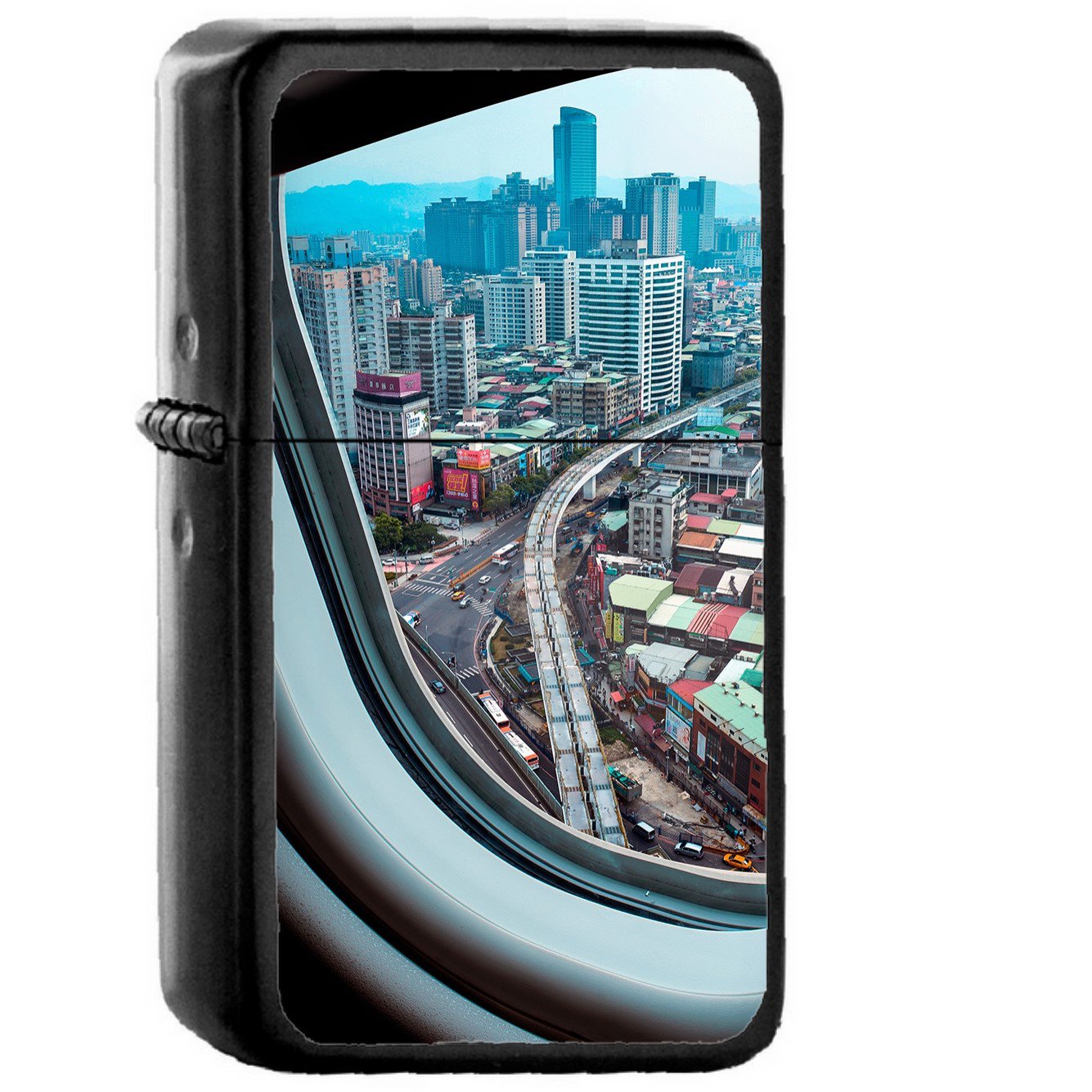 Airplane Fly City Nature Window - Oil Windproof Black Lighters Briquet Encendedor