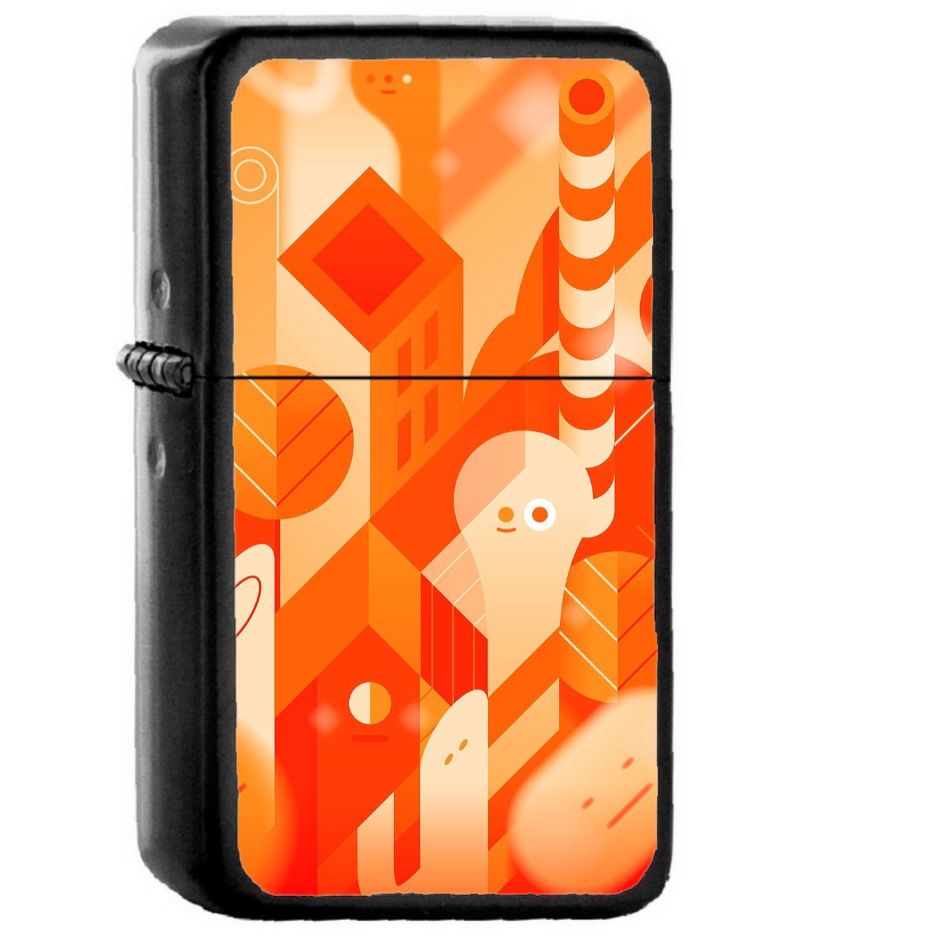 Android Lollipop Lg Orange Cute Illust - Oil Windproof Black Lighters Briquet Encendedor