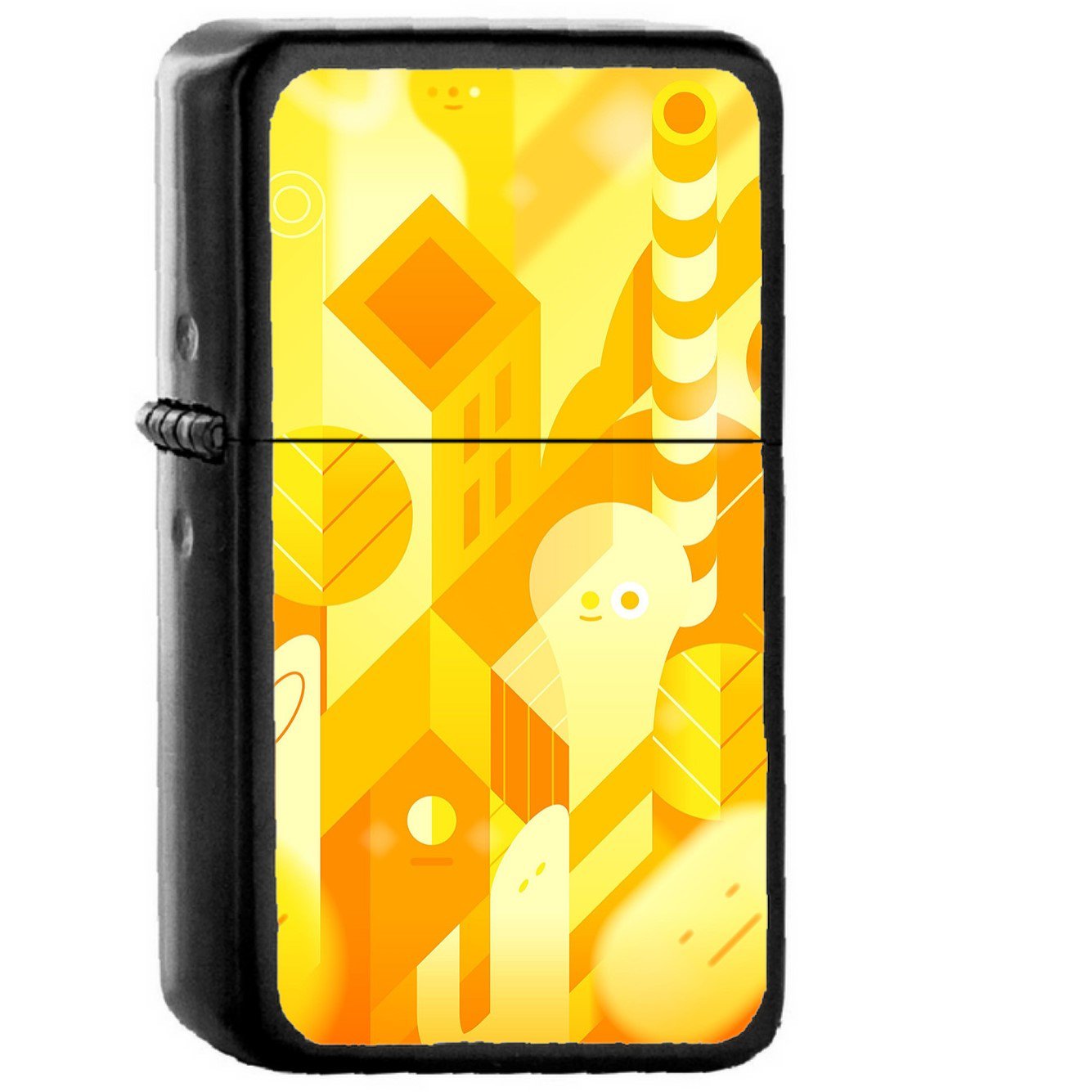 Android Lollipop Lg Yellow Cute Illust - Oil Windproof Black Lighters Briquet Encendedor