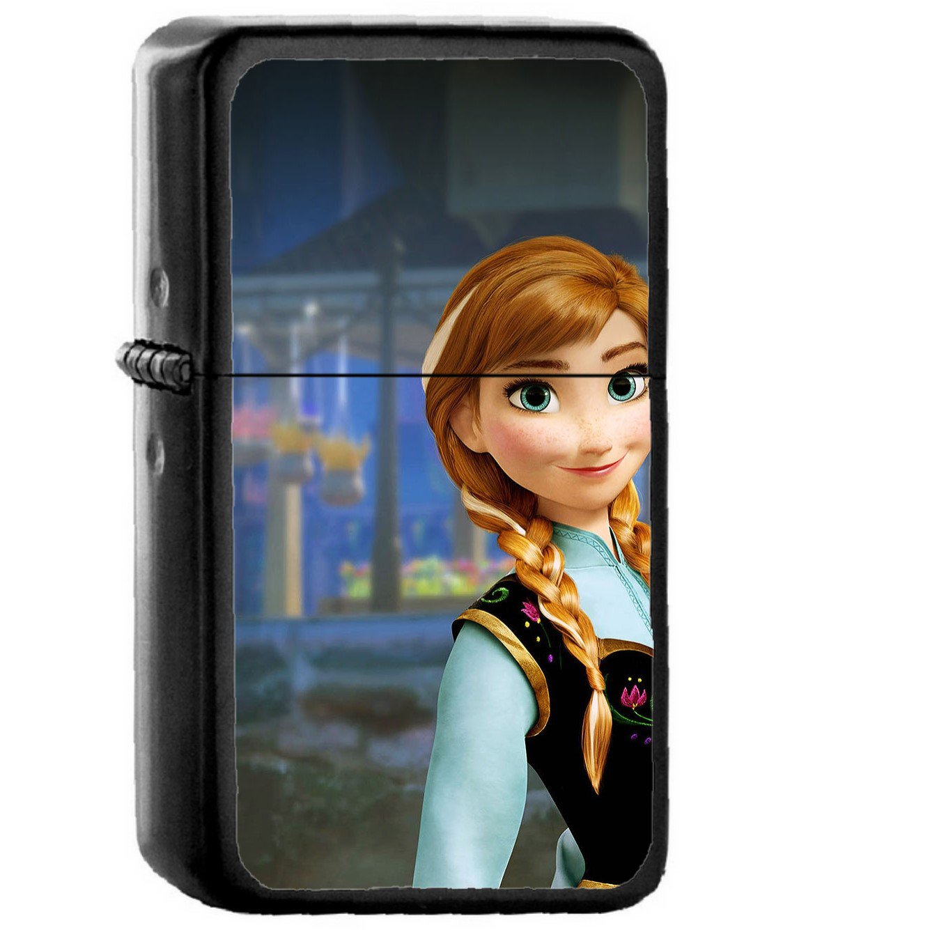 Anna Frozen Illust Disney Art - Oil Windproof Black Lighters Briquet Encendedor
