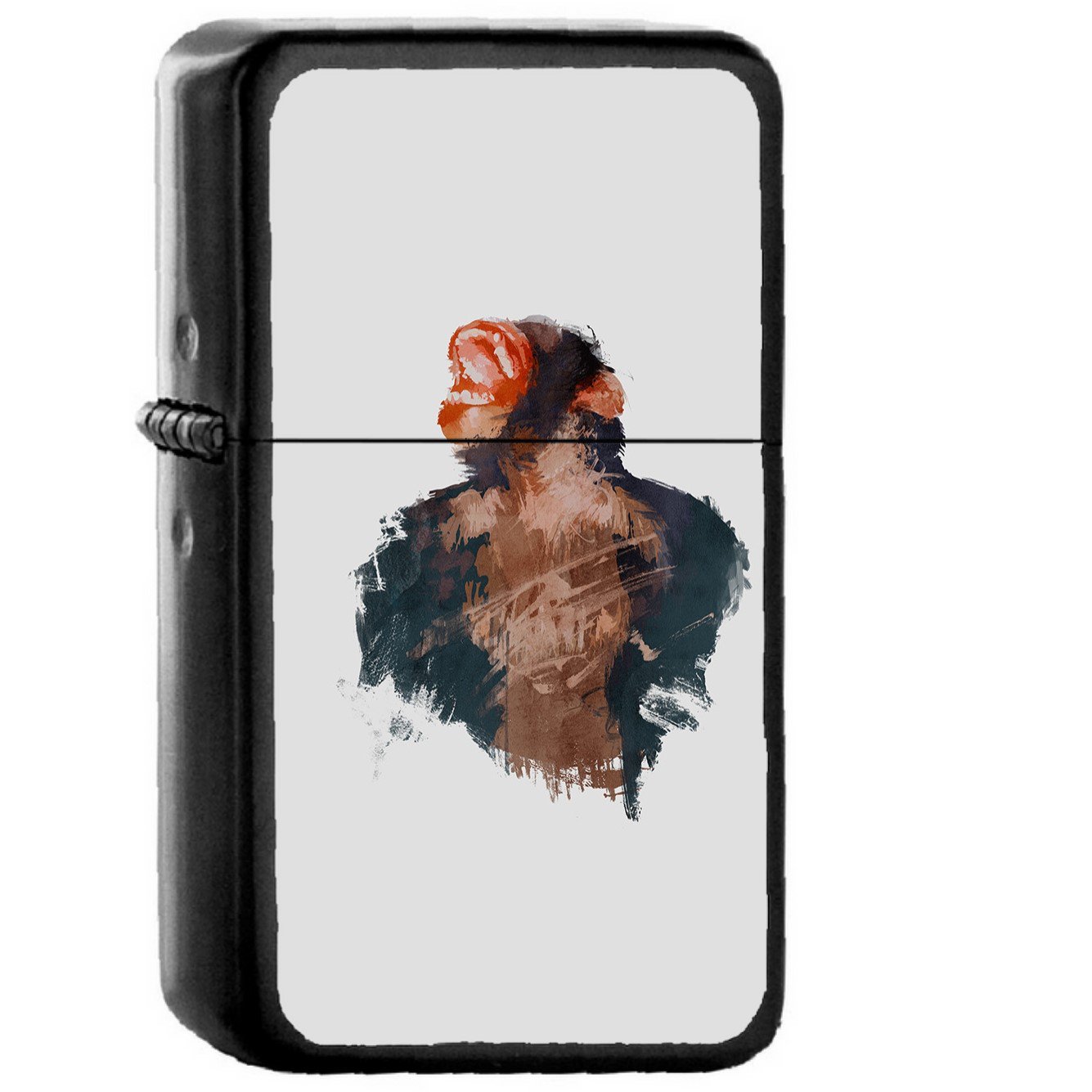 Ape Illust Minimal Art By Garillu - Oil Windproof Black Lighters Briquet Encendedor