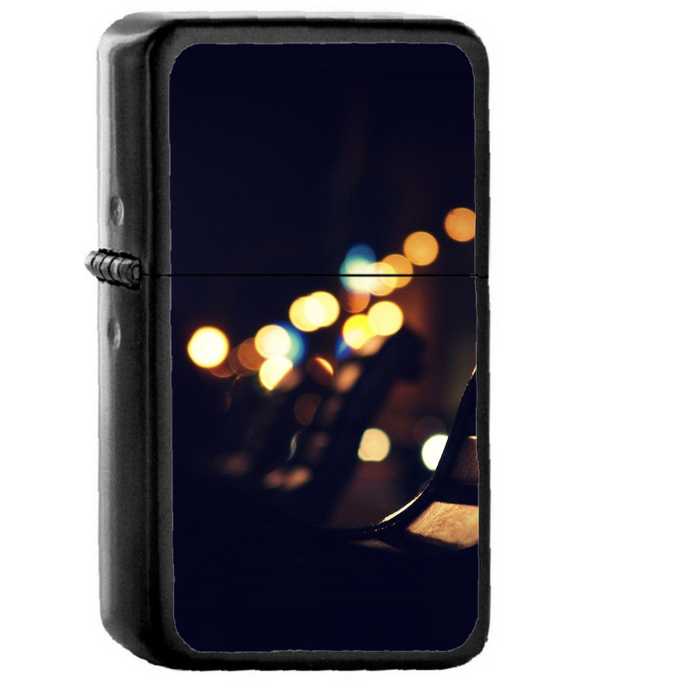 Beach Street Night Lights Bokeh Nature City - Oil Windproof Black Lighters Briquet Encendedor