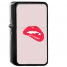Biting Lips Minimal Art - Oil Windproof Black Lighters Briquet Encendedor