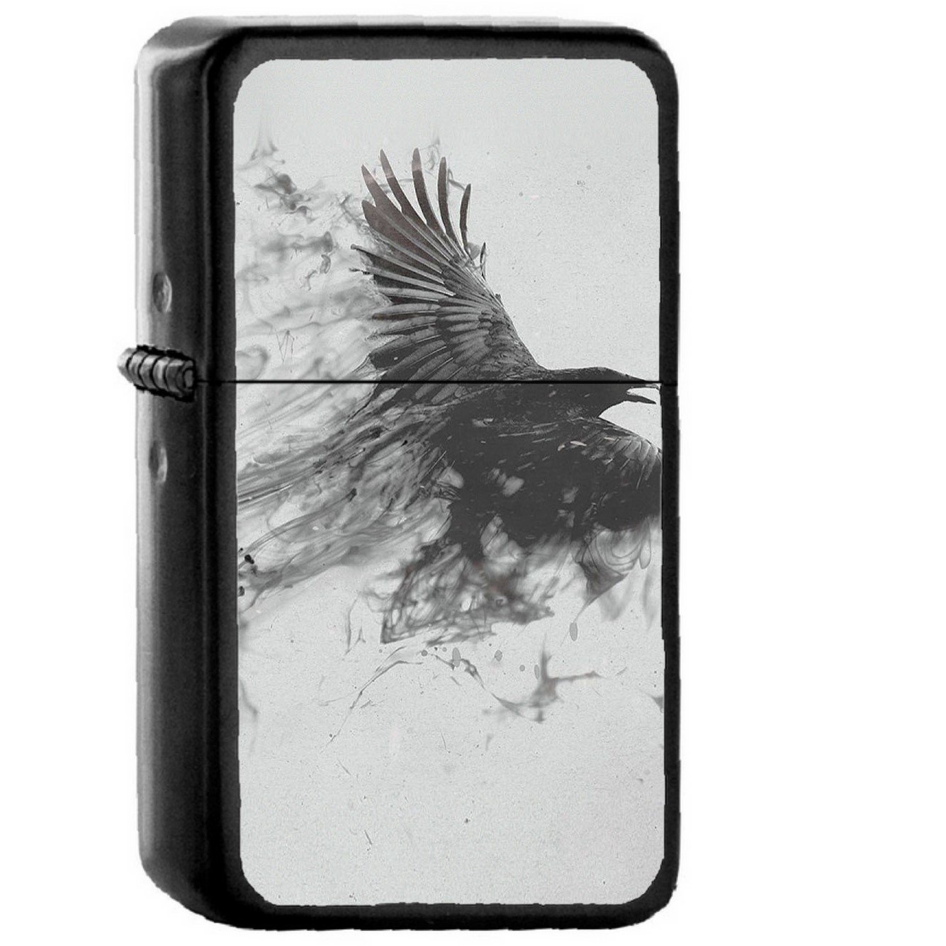 Black Bird Smoke Art Illust - Oil Windproof Black Lighters Briquet Encendedor