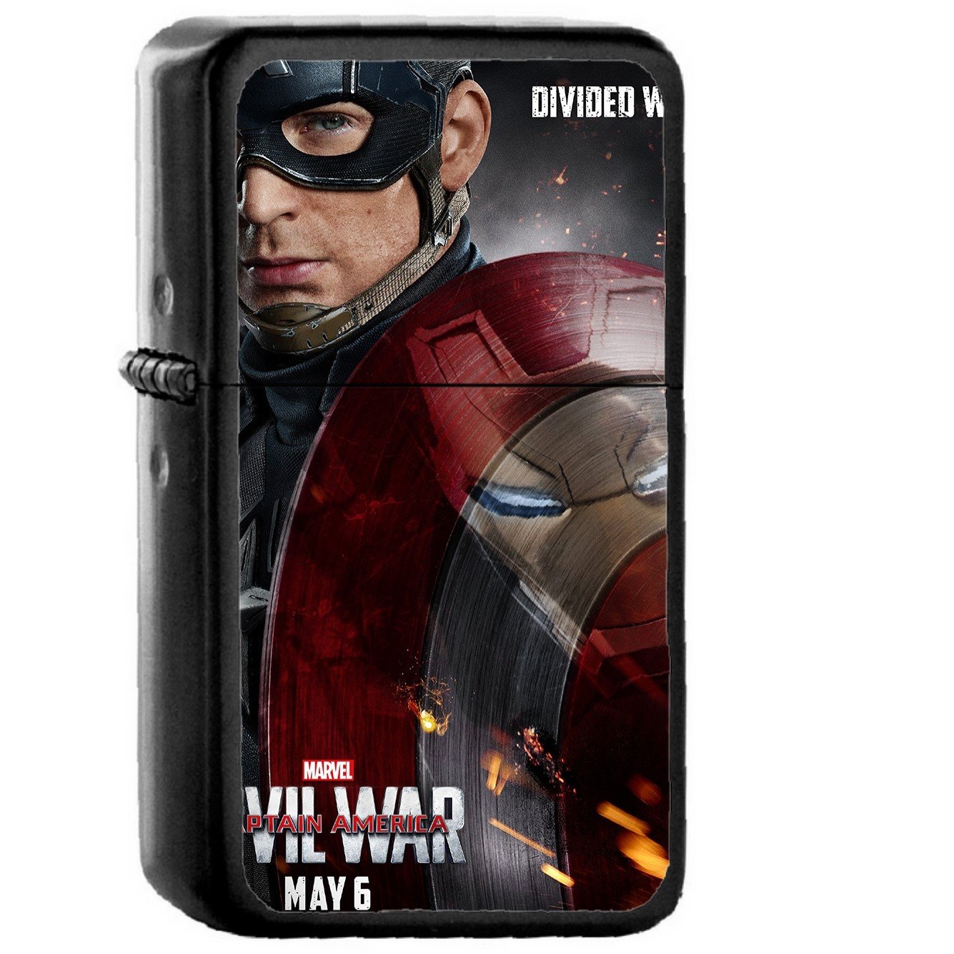 Captain America Divide Dont Marvel Art Illustration - Oil Windproof Black Lighters Briquet Encendedor