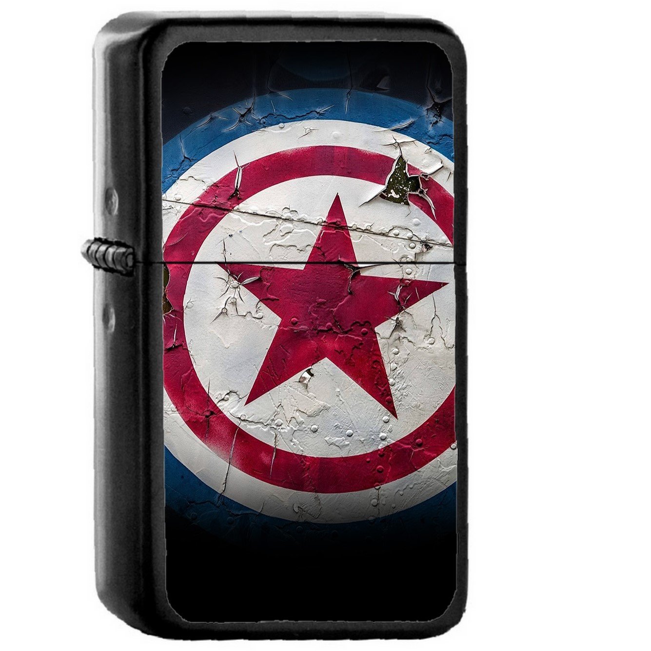 Captain America Marvel Hero Disney Art Illustration - Oil Windproof Black Lighters Briquet Encendedor