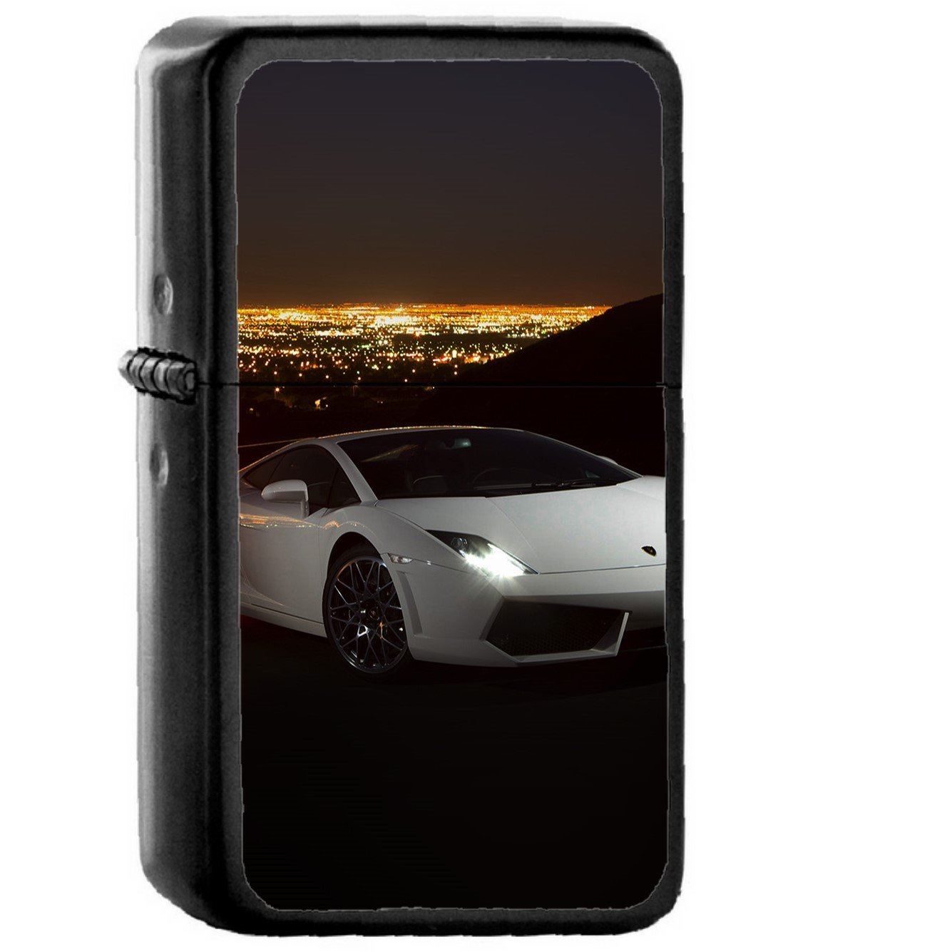 Car Lamborghini Art Dark Night Drive - Oil Windproof Black Lighters Briquet Encendedor