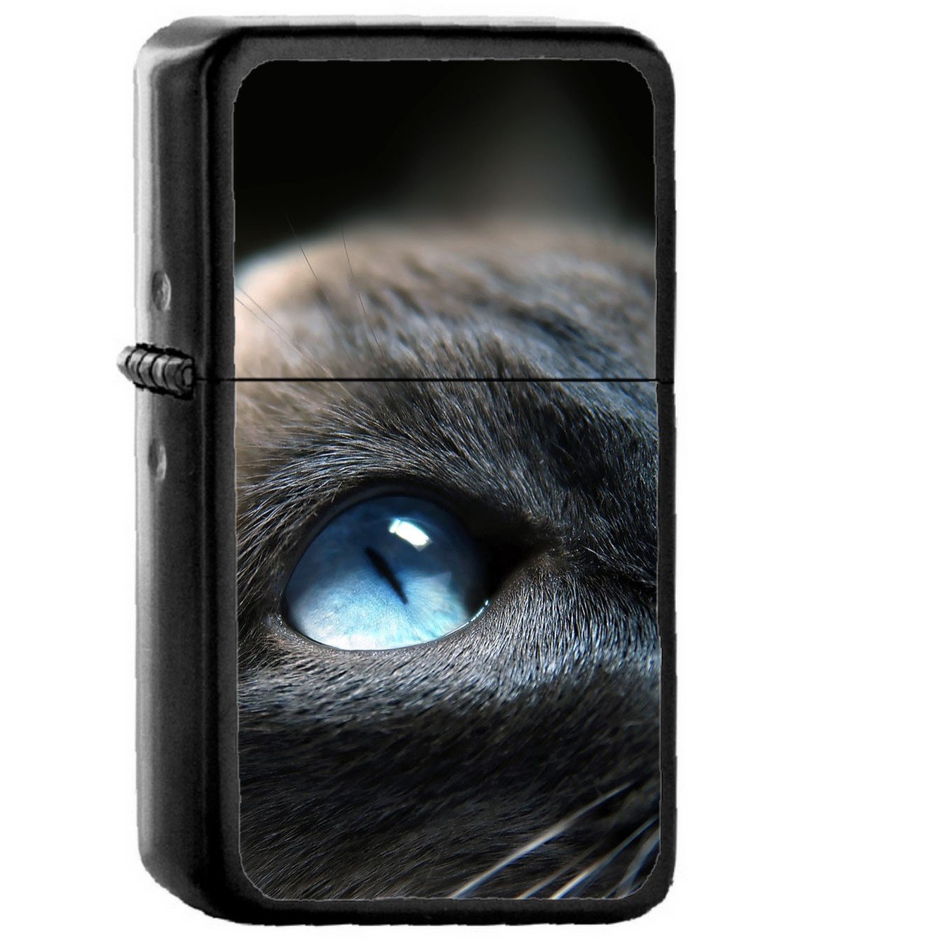 Cats Blue Eye Cute - Oil Windproof Black Lighters Briquet Encendedor