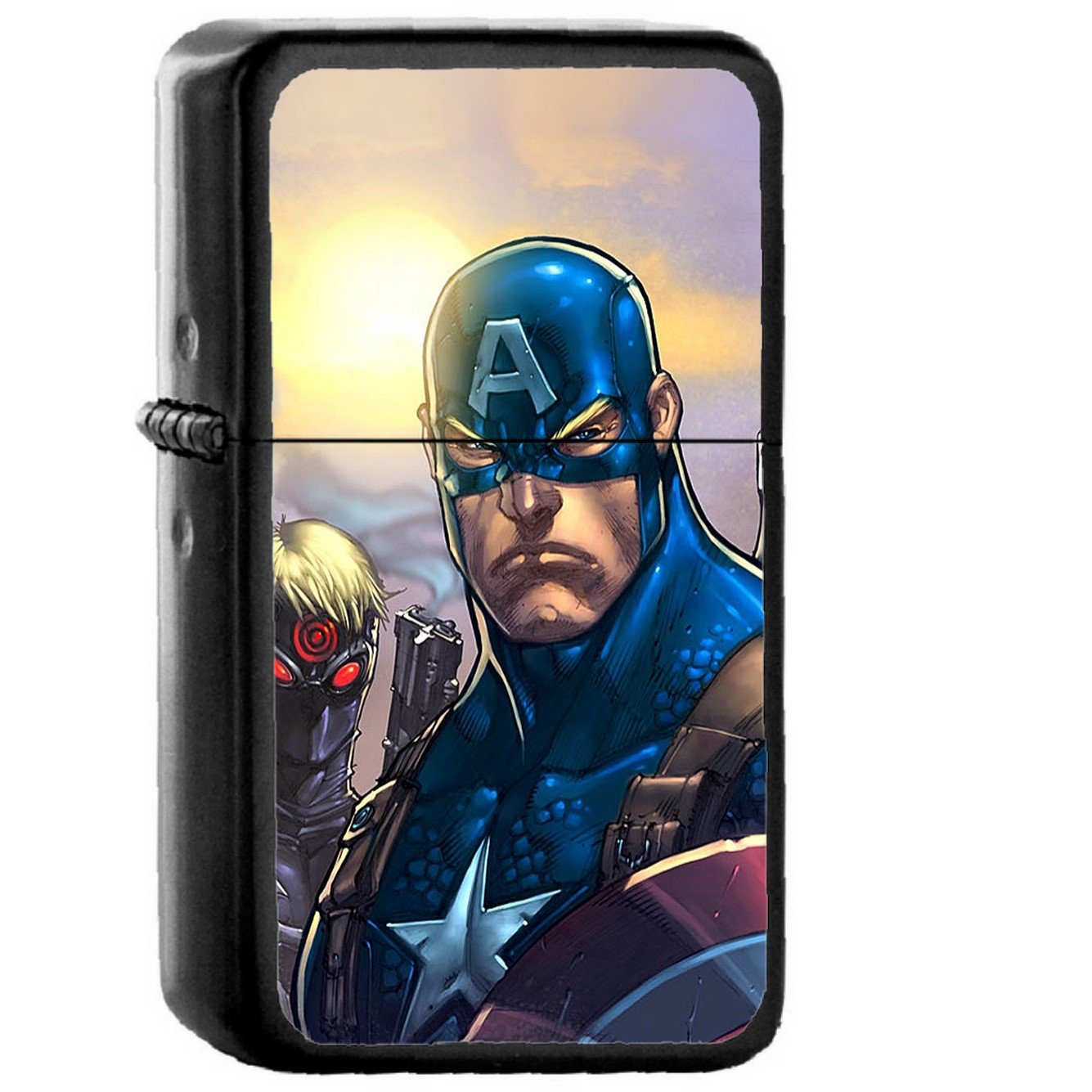Comics Avengers Illust Art Hero Marvels - Oil Windproof Black Lighters Briquet Encendedor