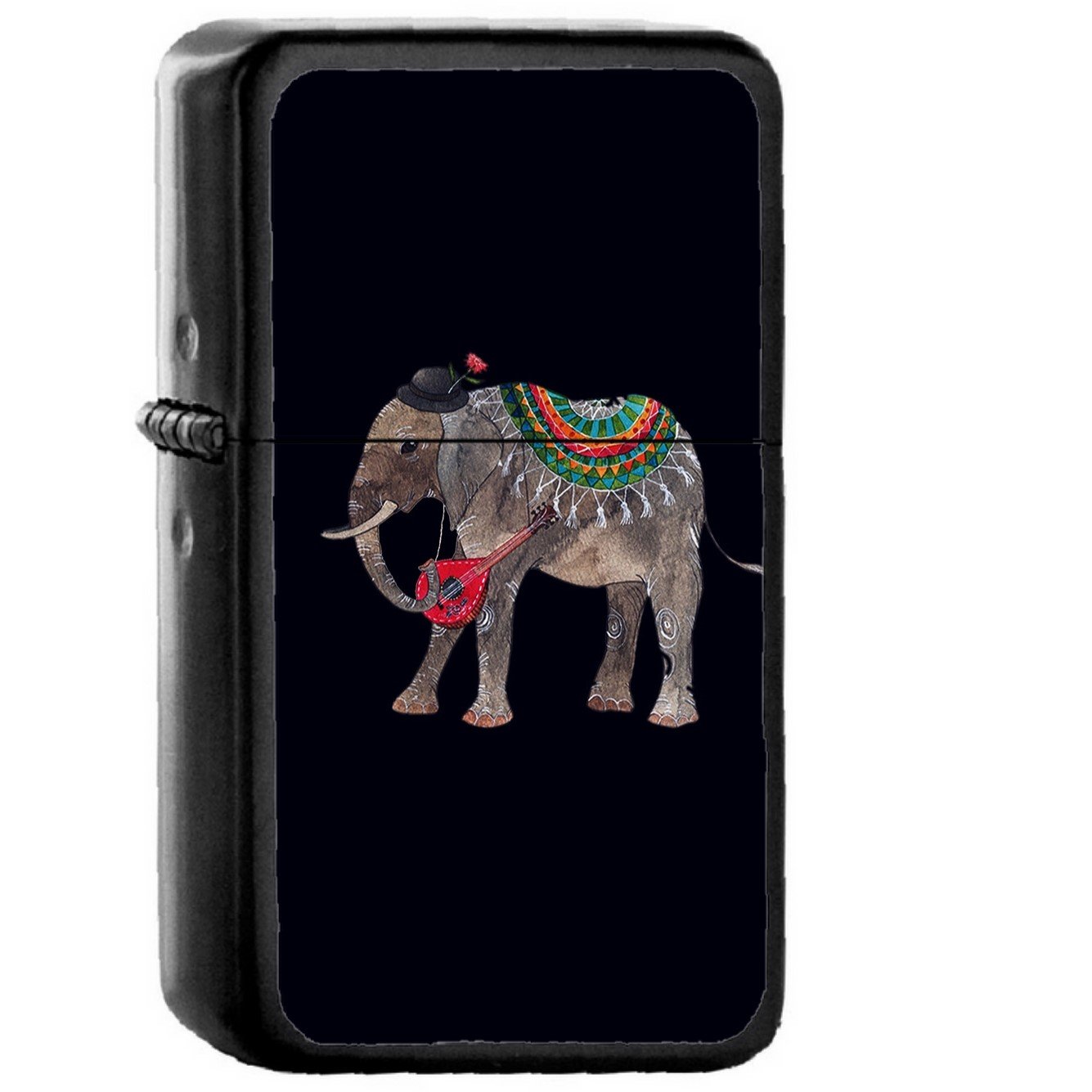 Elephant Illust Art Oana Befort Dark - Oil Windproof Black Lighters Briquet Encendedor