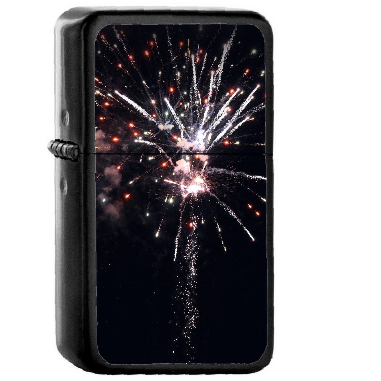 Firework Art Night Sky City Party - Oil Windproof Black Lighters Briquet Encendedor