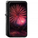 Firework Night Art City Red - Oil Windproof Black Lighters Briquet Encendedor