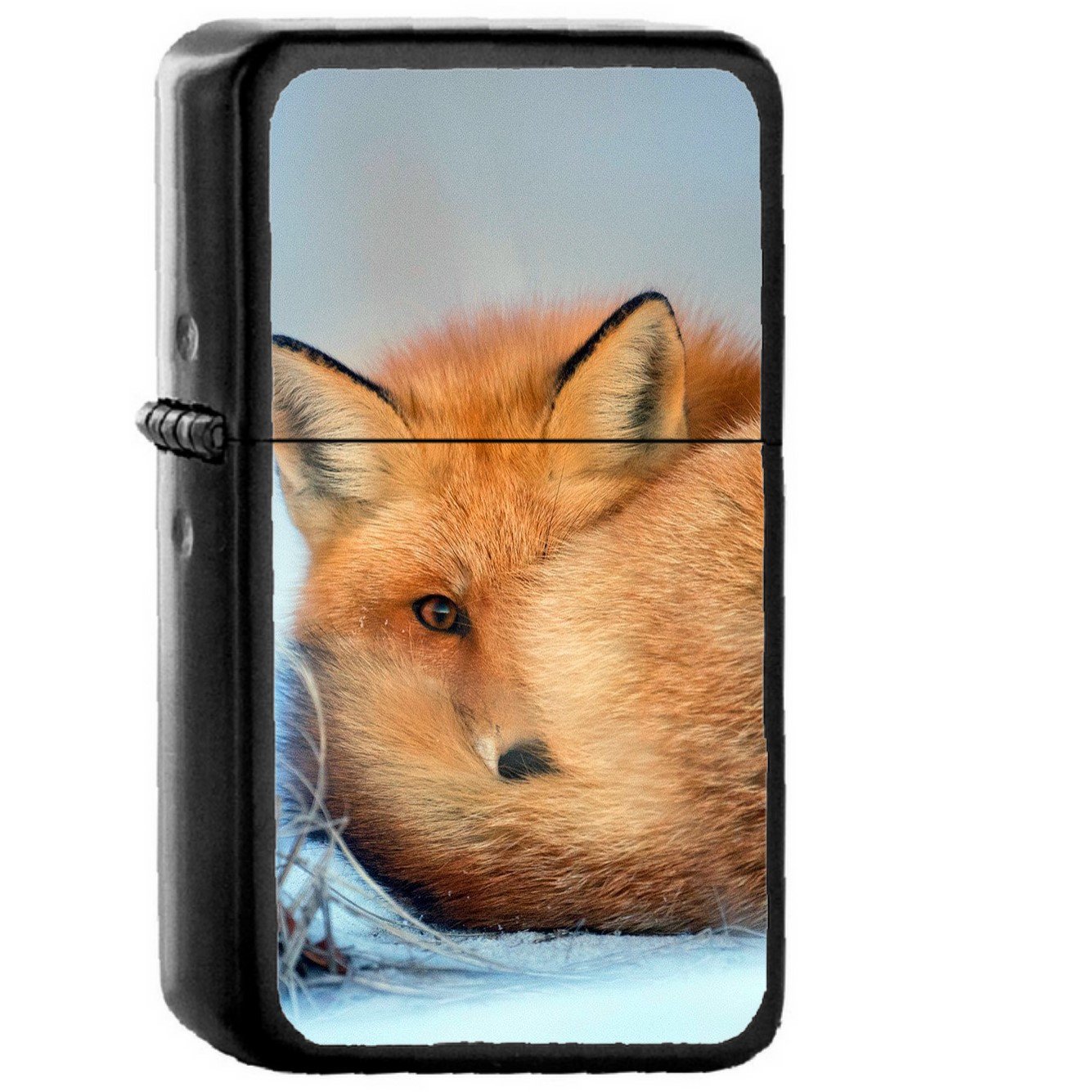 Fox Cold Winter Red Nature Animal - Oil Windproof Black Lighters Briquet Encendedor