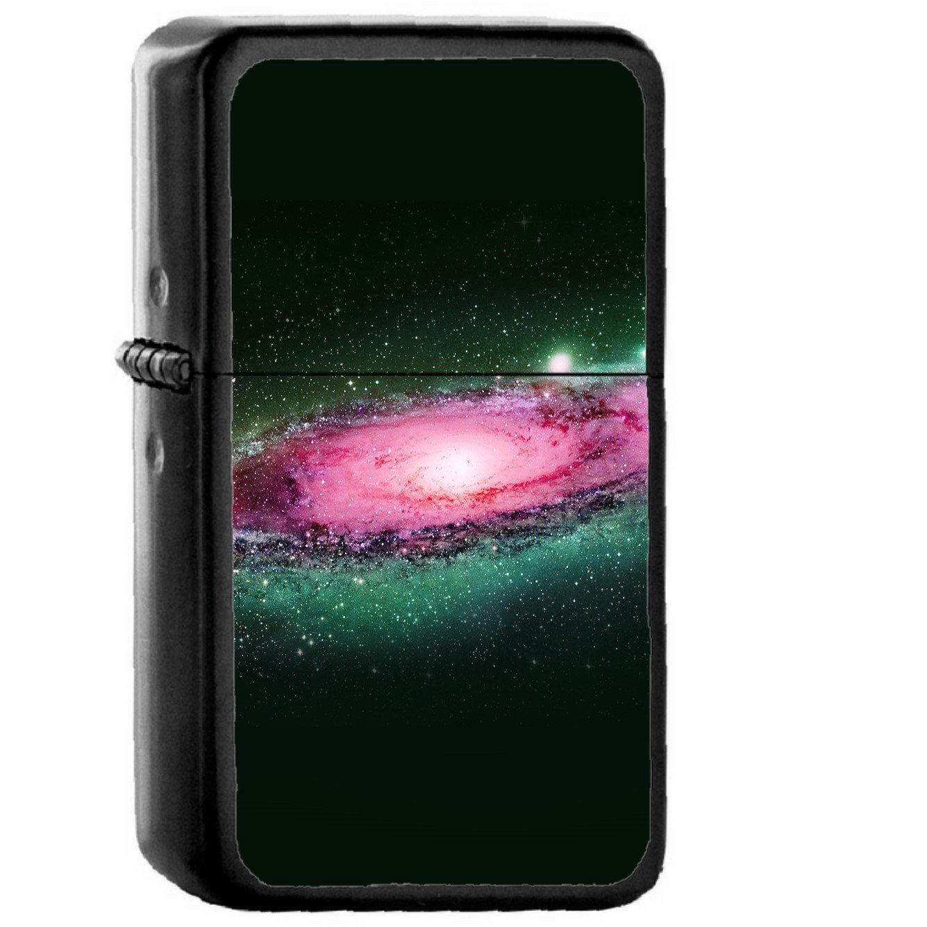 Galaxy Space Art Illust Planets Dark Green - Oil Windproof Black Lighters Briquet Encendedor