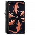 Gold Red Alligator Frog Illustration Art - Oil Windproof Black Lighters Briquet Encendedor