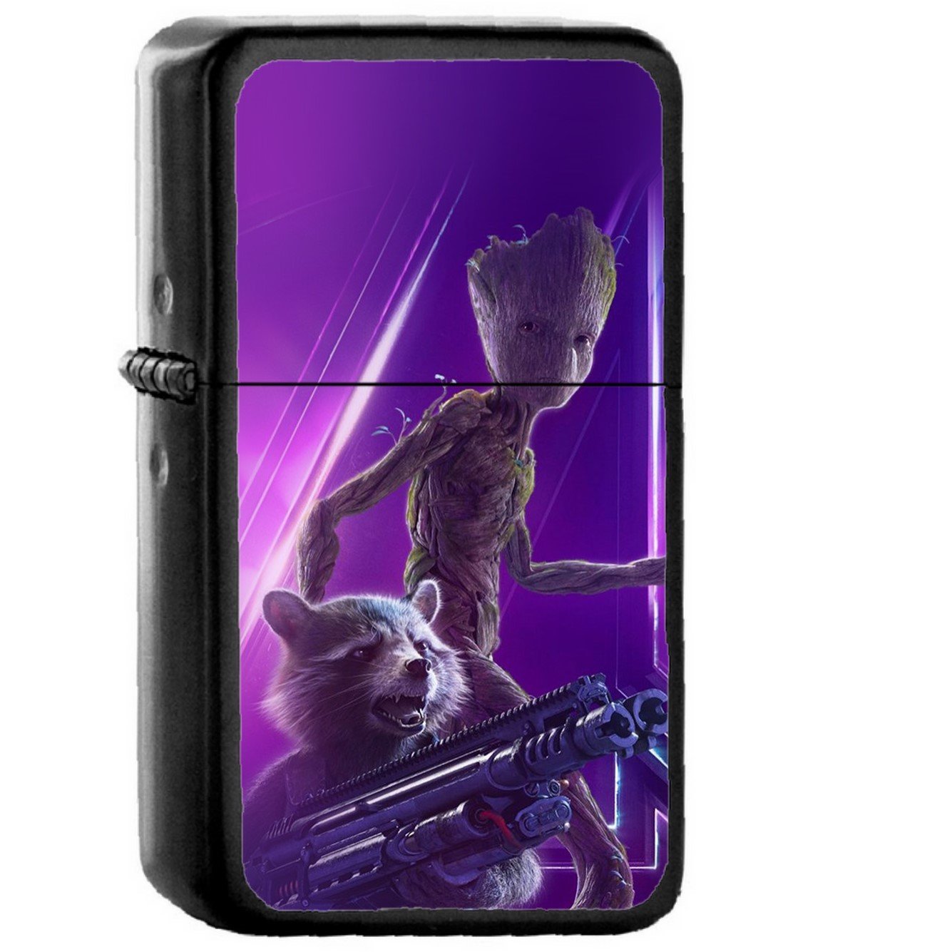 Groot Rocket Marvel Hero Film Avengers Art - Oil Windproof Black Lighters Briquet Encendedor