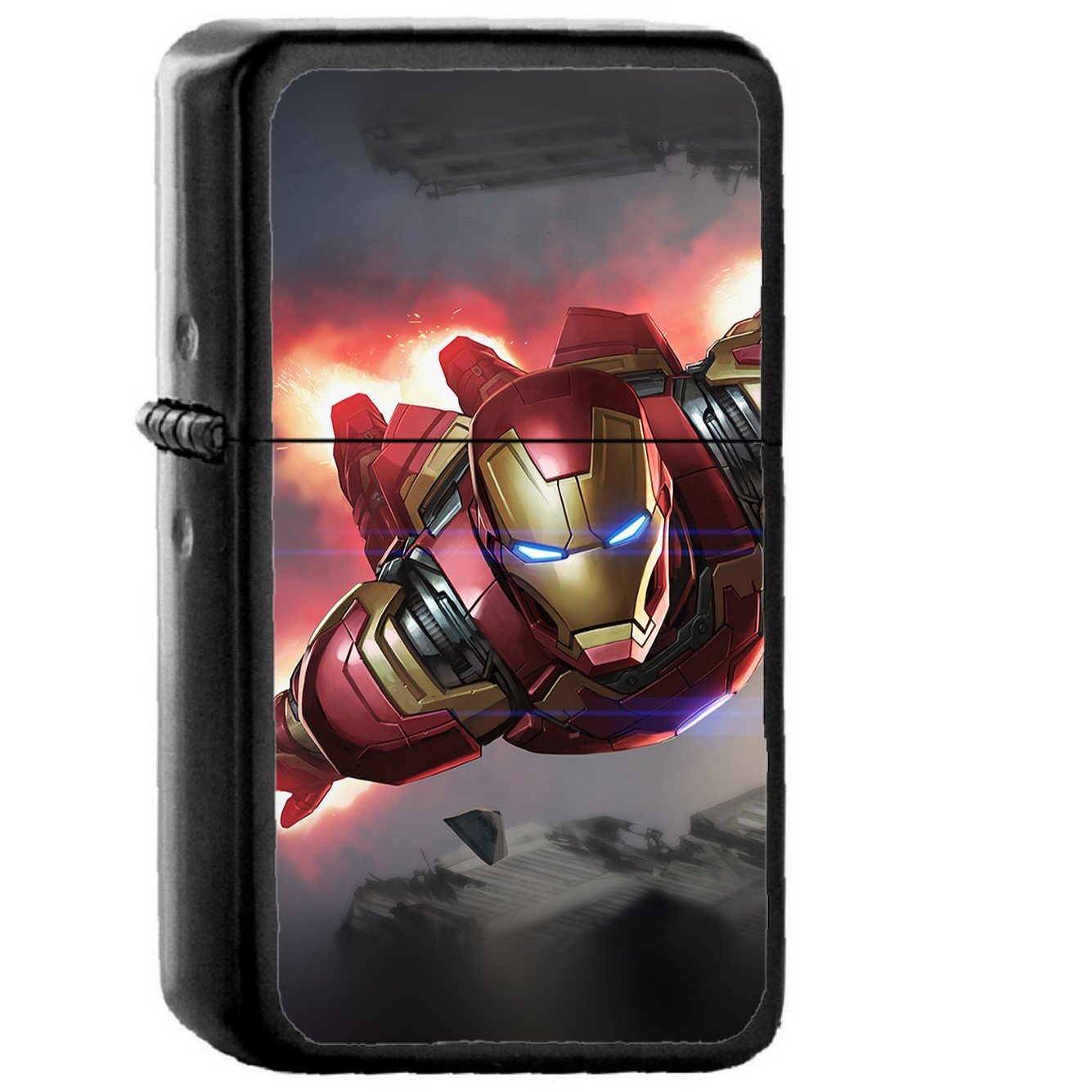 Ironman Hero Marvel Illustration Art - Oil Windproof Black Lighters Briquet Encendedor