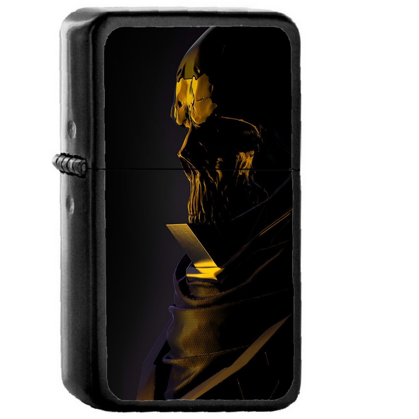 Mario Stabile Weird Dark Illustration Art Skull Gold - Oil Windproof Black Lighters Briquet Encendedor