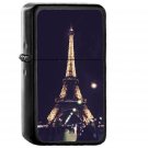 Paris City Art Night France Eiffel Tower - Oil Windproof Black Lighters Briquet Encendedor