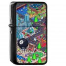 Pixel Art City By Army Of Trolls - Oil Windproof Black Lighters Briquet Encendedor