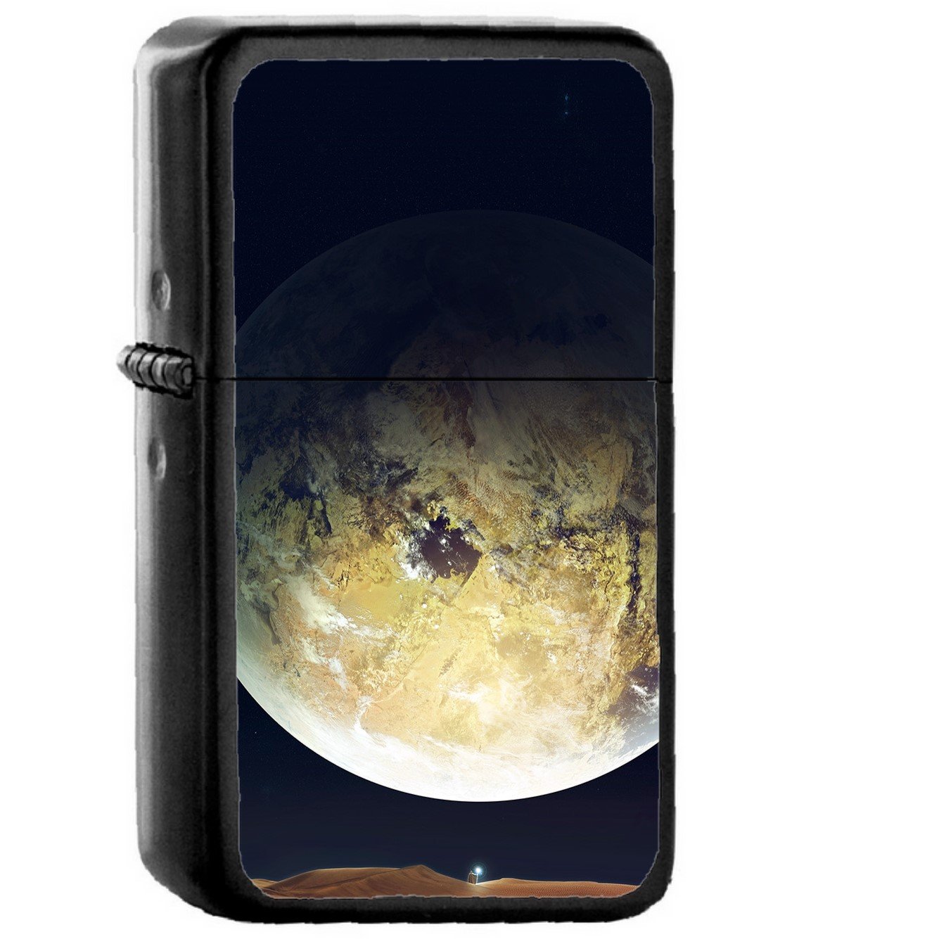 Planet Space Story Dark Earth Star - Oil Windproof Black Lighters Briquet Encendedor
