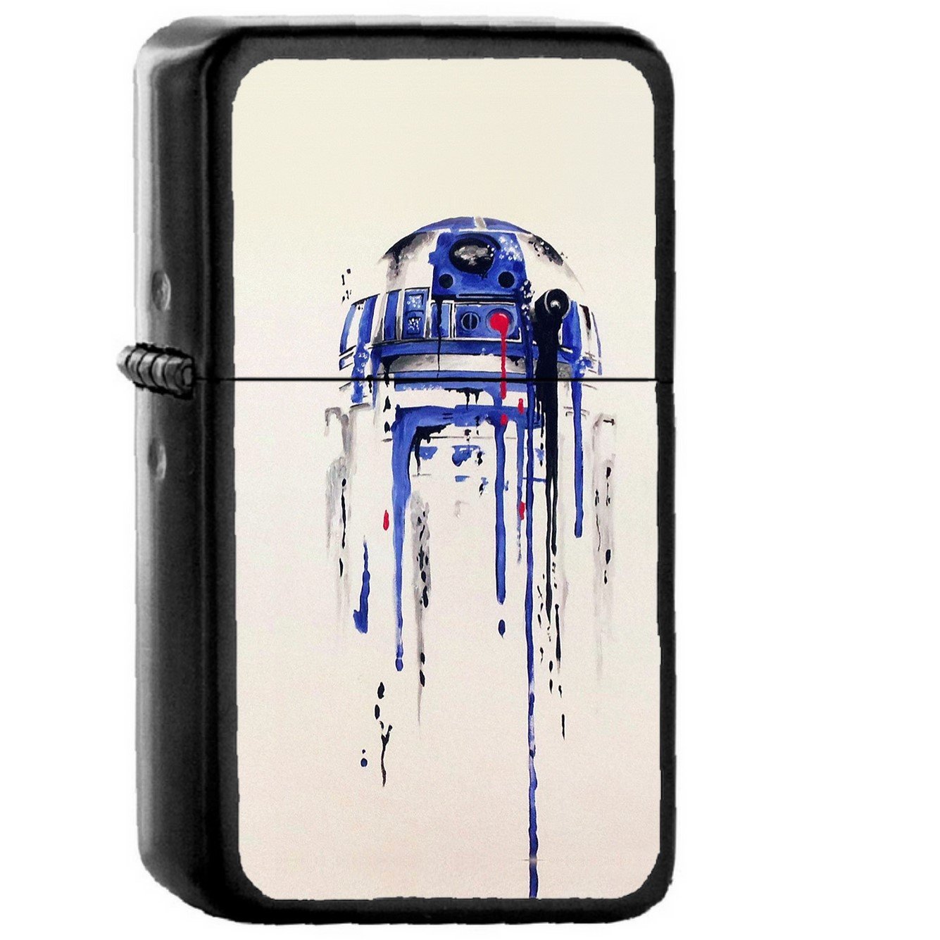 R2 D2 Minimal Painting Star Wars Art Illustration - Oil Windproof Black Lighters Briquet Encendedor