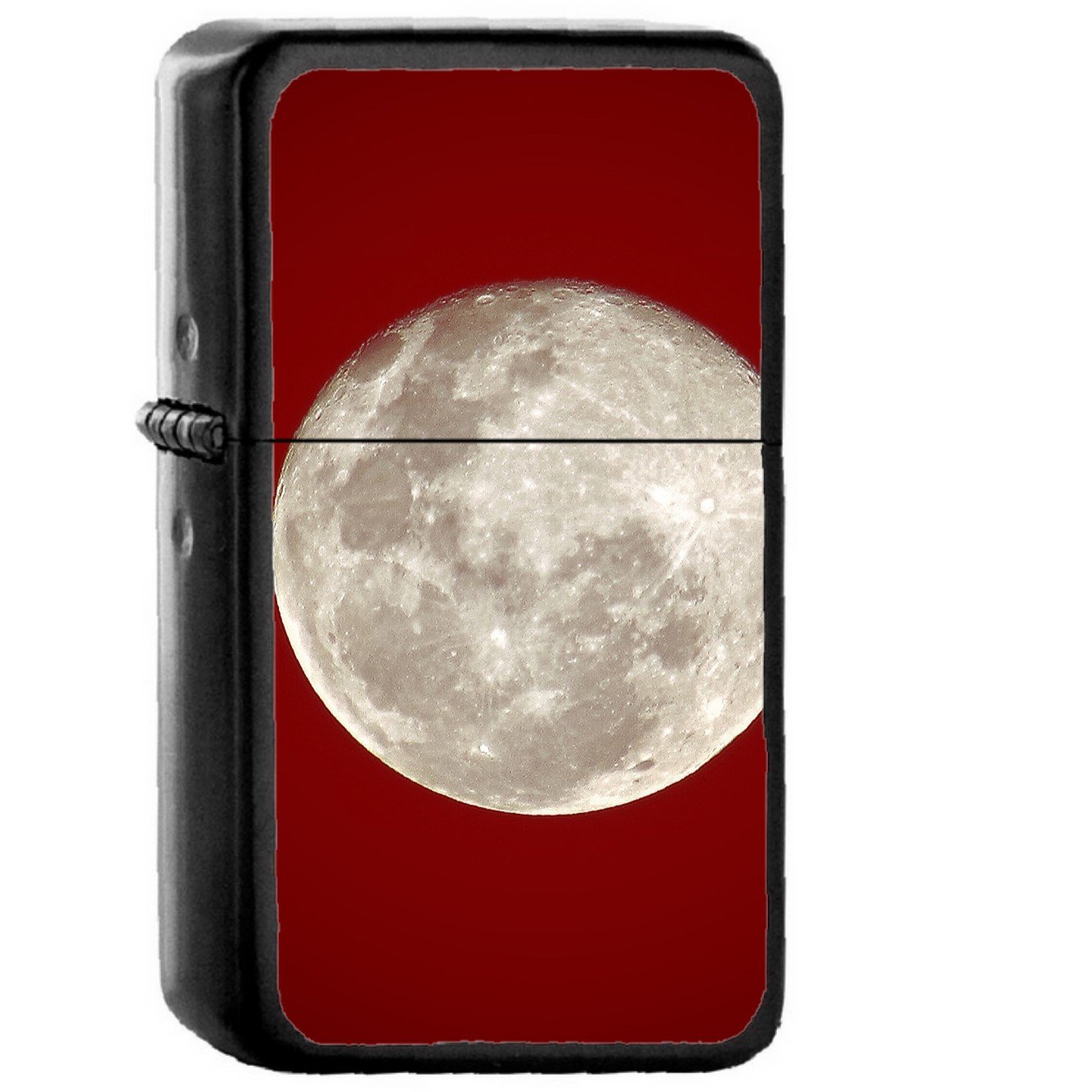 Red Moon Simple Night Natue - Oil Windproof Black Lighters Briquet Encendedor