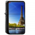 Sky Blue Eiffel Tower Nature Paris City - Oil Windproof Black Lighters Briquet Encendedor