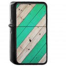 Stripe Green Wood - Oil Windproof Black Lighters Briquet Encendedor