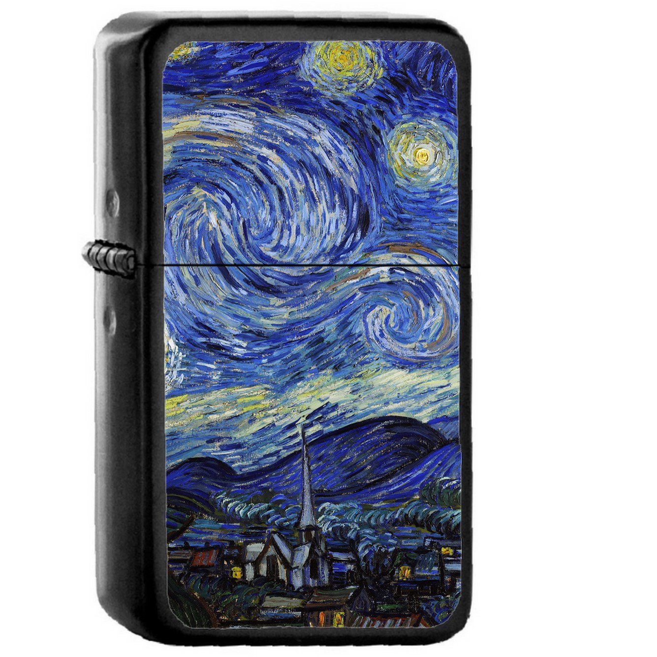 Vincent Van Gogh Starry Night Classic Painting Art Illust - Oil Windproof Black Lighters Briquet Encendedor