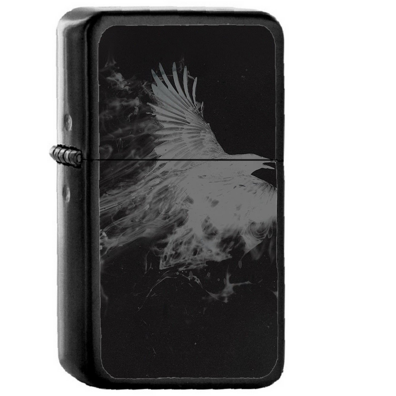 White Bird Smoke Art Illust - Oil Windproof Black Lighters Briquet Encendedor