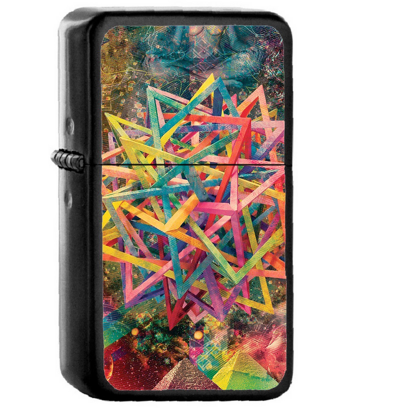 Abstract Psychedelic Art Illust - Oil Windproof Black Lighters Briquet Encendedor
