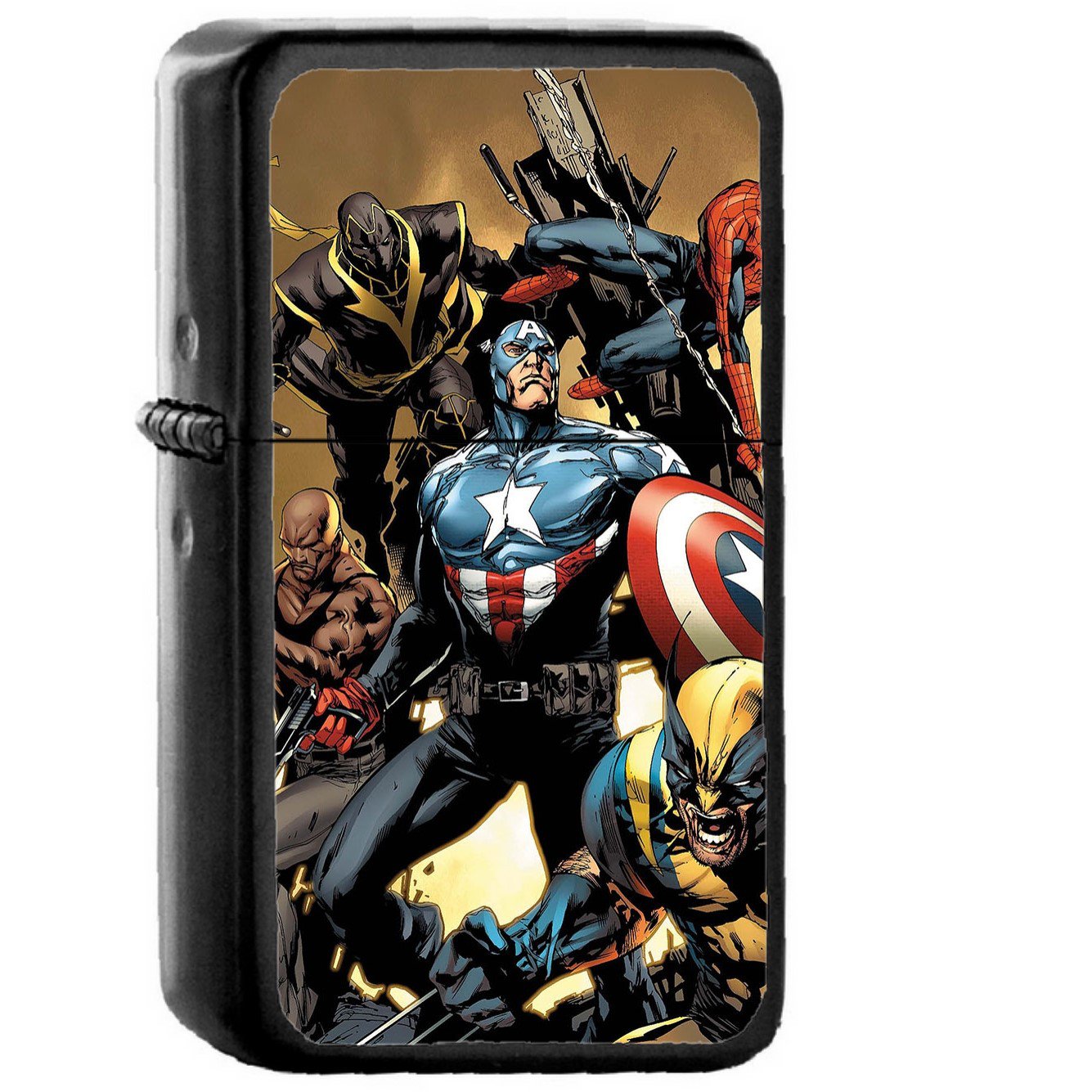 Avengers New Illust - Oil Windproof Black Lighters Briquet Encendedor