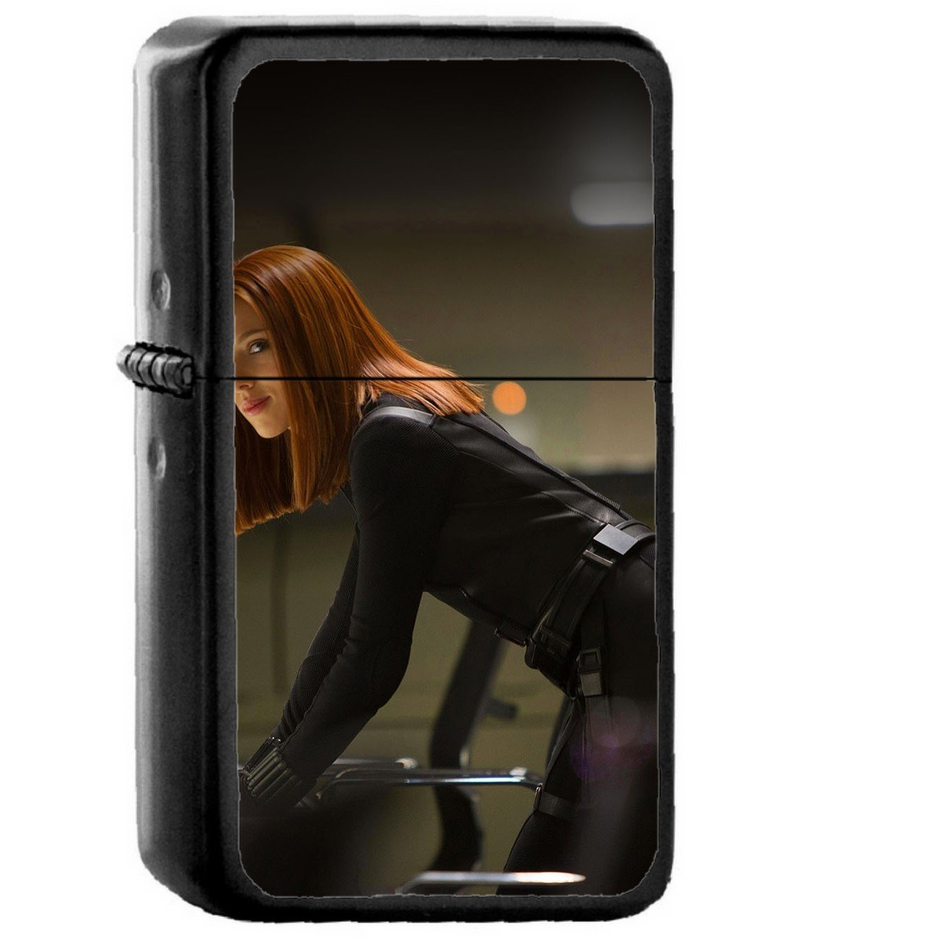 Black Widow Scarlett Johansson Face Film - Oil Windproof Black Lighters Briquet Encendedor