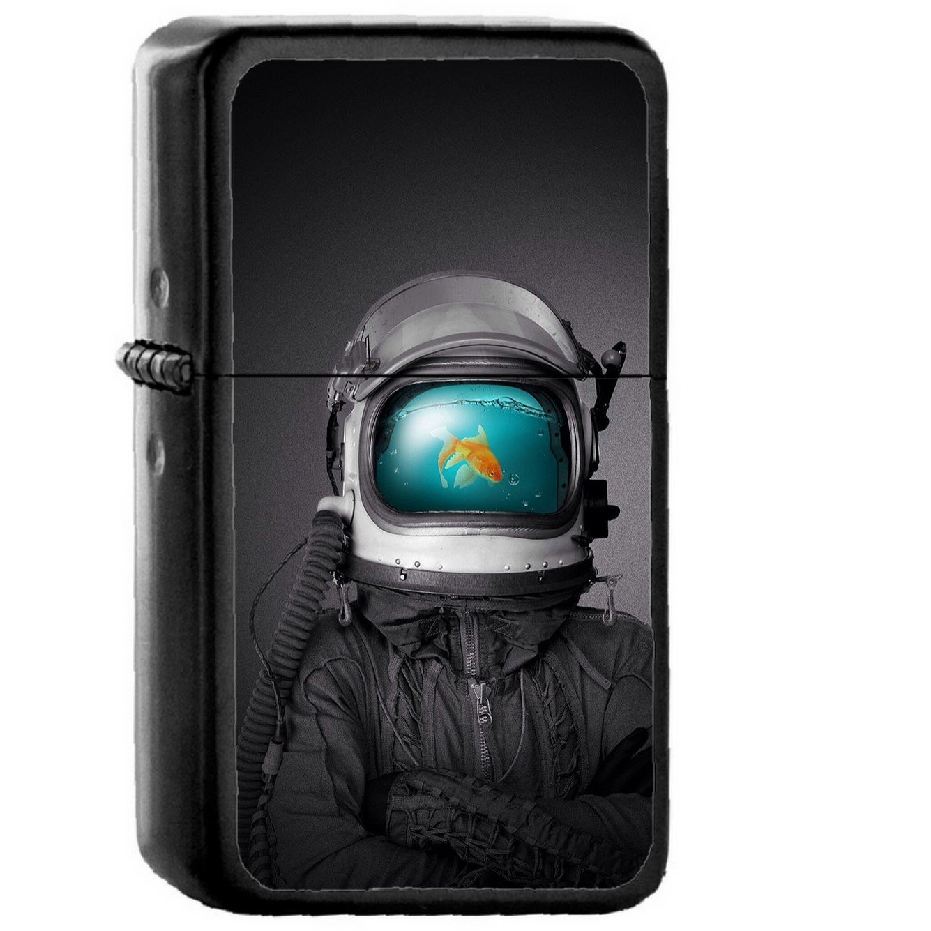 Fish Man Illust - Oil Windproof Black Lighters Briquet Encendedor